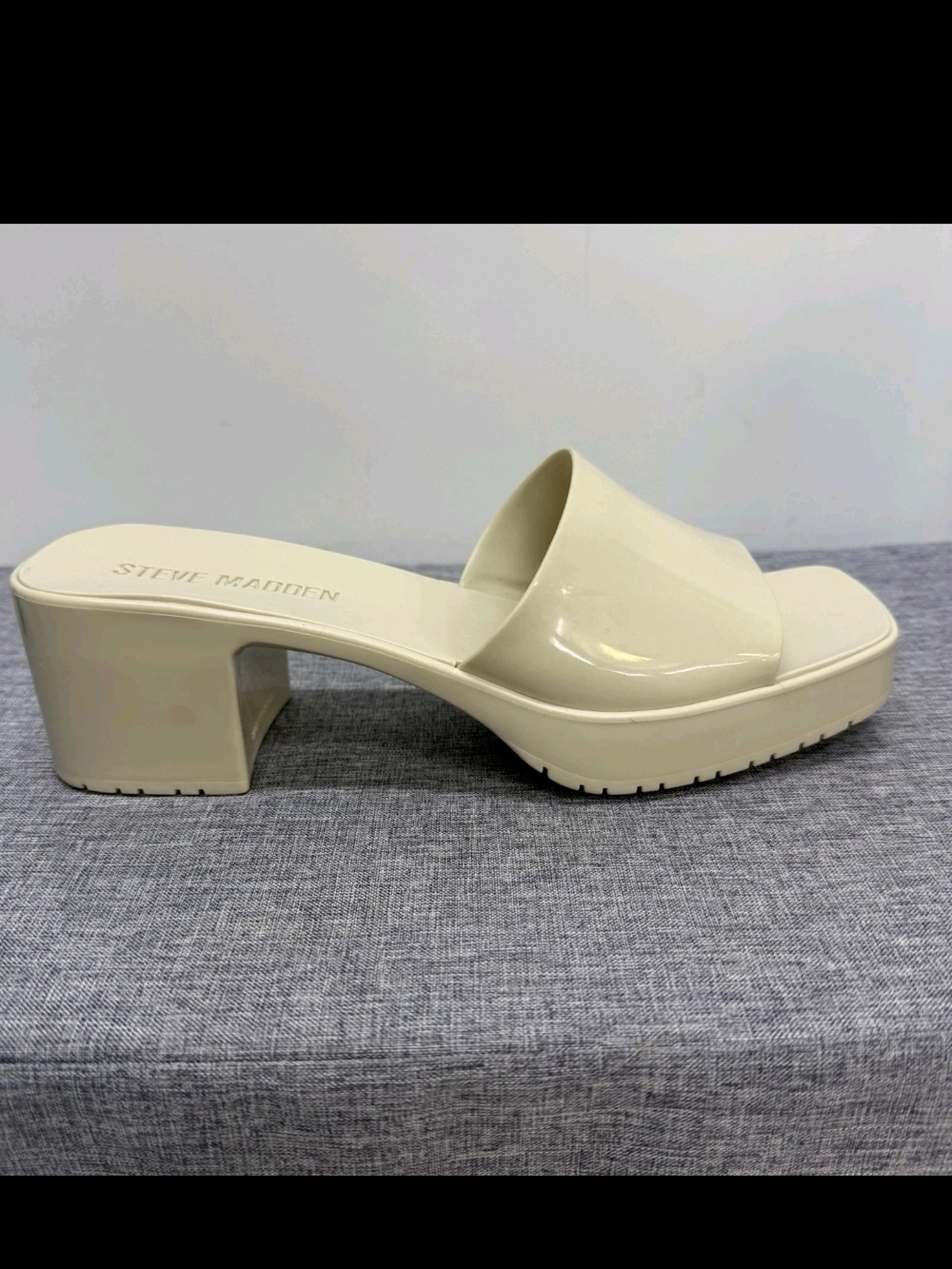 Steve Madden Off White Chunky Block Heel Slide Sandals Platform Size 11M - Picture 10 of 10